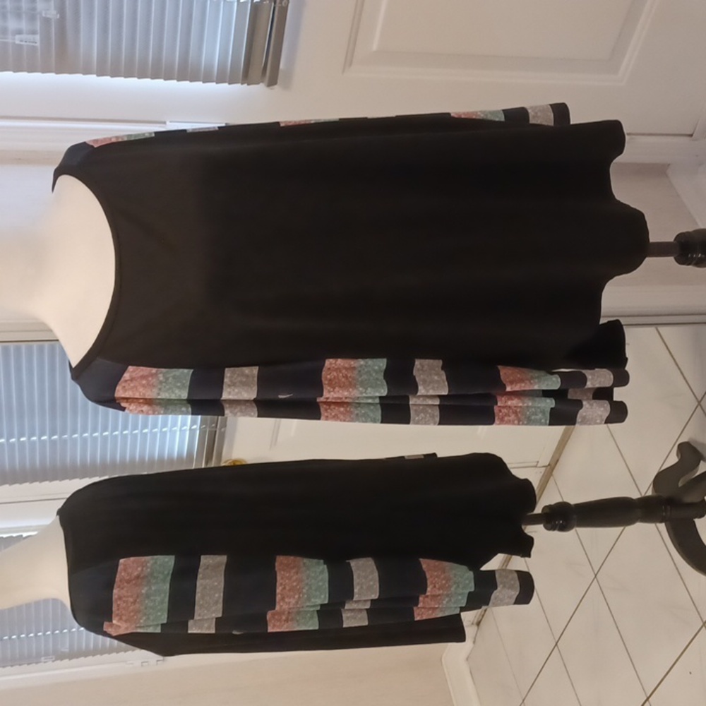 4/$60 Black With Long Colourful Sleeve Tee - Size 2XL (US16/18)